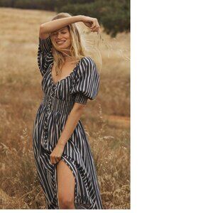 NWOT Anthropologie Navy and White Striped Midi Dress